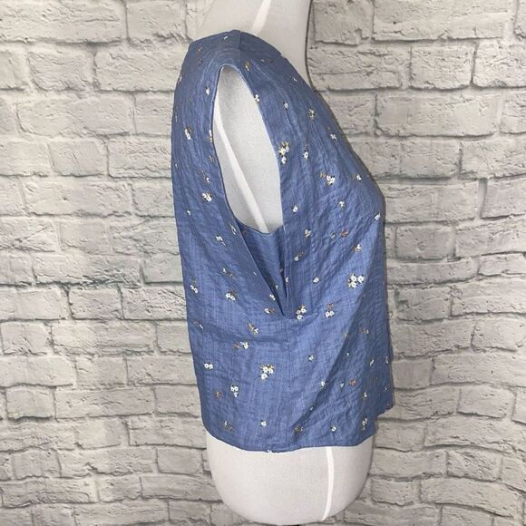 Ana women XS v-neck short sleeve floral print top blue brand new - Picture 5 of 10
